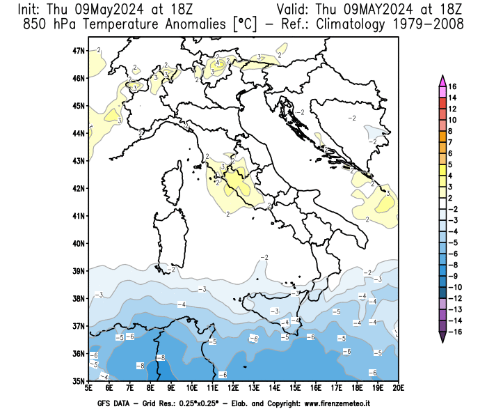 Mappe di previsione meteorologiche Italia, modello GFS