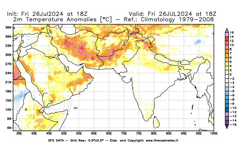 weather map GFS Air temperature anomalies at 2 meters 