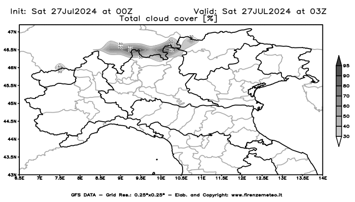 weather map GFS Cloud cover [%] 