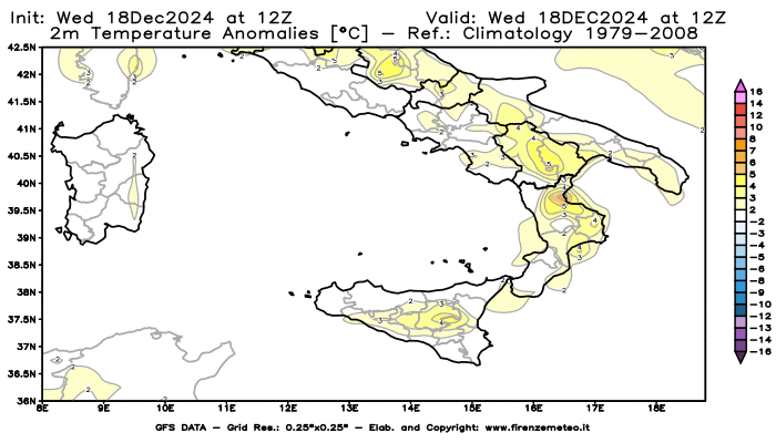 weather map GFS Air temperature anomalies at 2 meters 