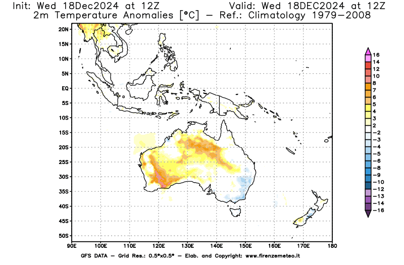 weather map GFS Air temperature anomalies at 2 meters 