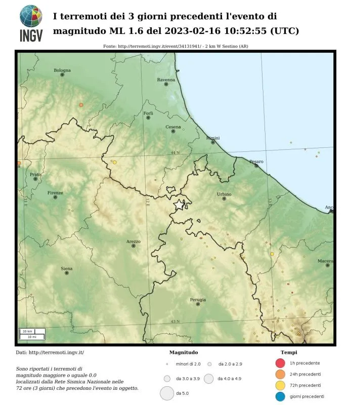 Terremoto 16 febbraio 2023 11 52 2 km W Sestino AR