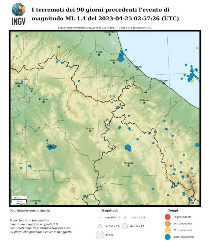 Terremoto 25 aprile 2023 04 57 3 km SW Sansepolcro AR